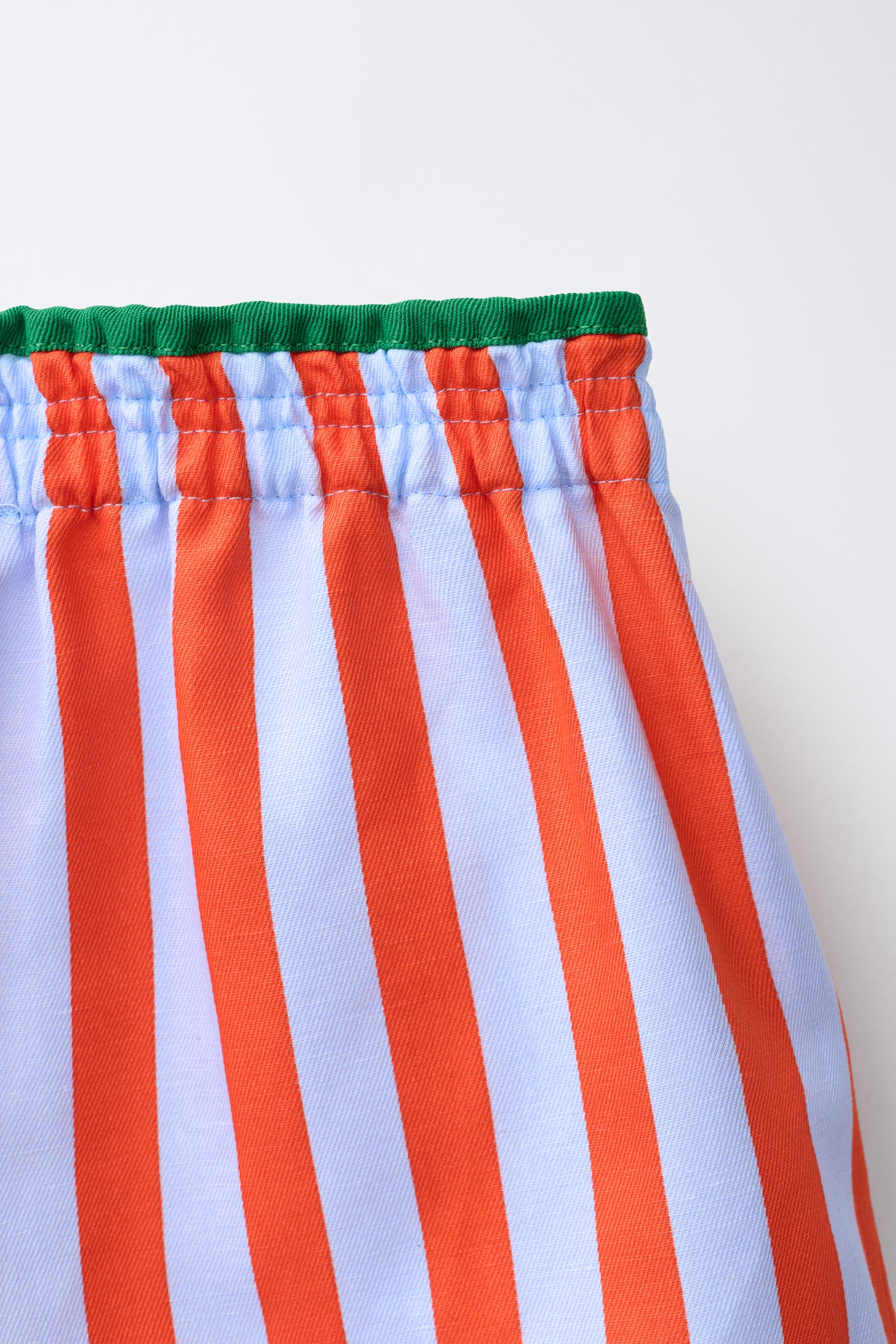 STRIPED SHORTS WITH CONTRAST PIPING